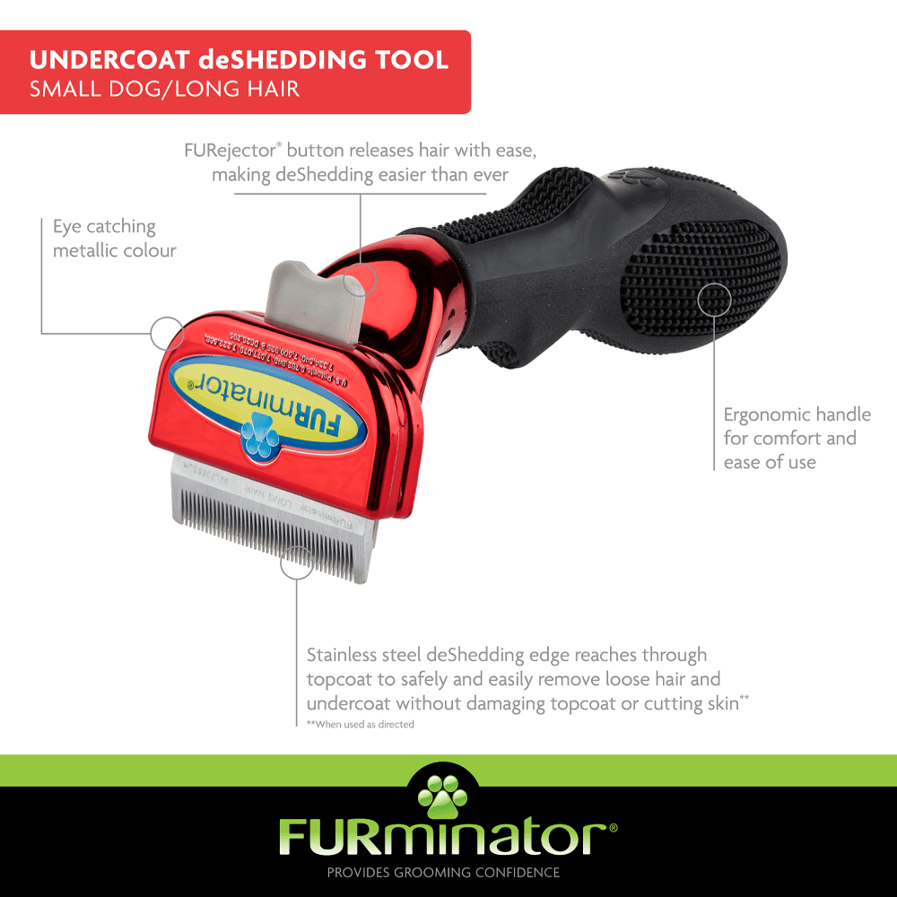 Furminator - Metallic Red - Dog Small Long Hair