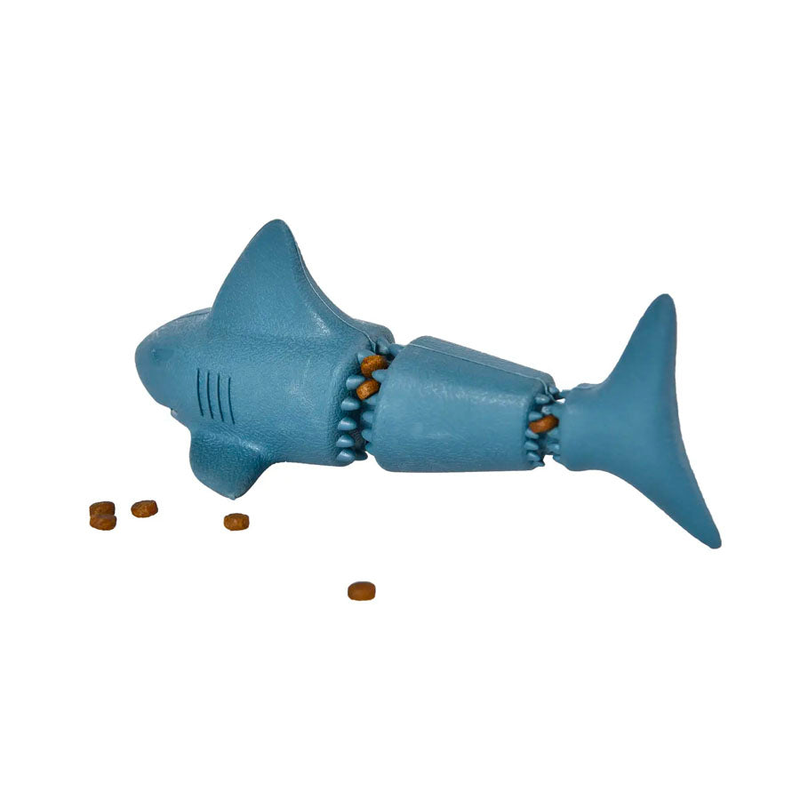 Shark themed flexible dog chew toy