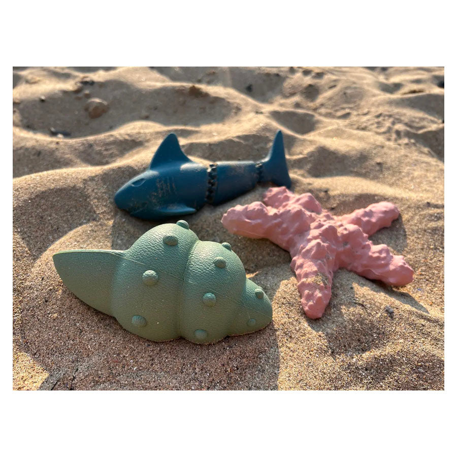 Shark themed flexible dog chew toy