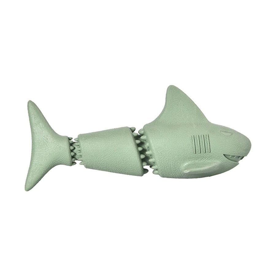Shark themed flexible dog chew toy