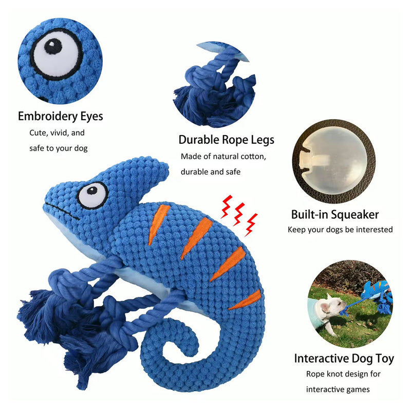 Chameleon Themed Plush Rope Dog Toy