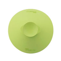 A green rubber bowl back with a suction cup at the back.