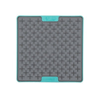 A turquoise square hard case rubber mat with plus signs inside.