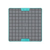 A turquoise square hard case rubber mat with squares inside.