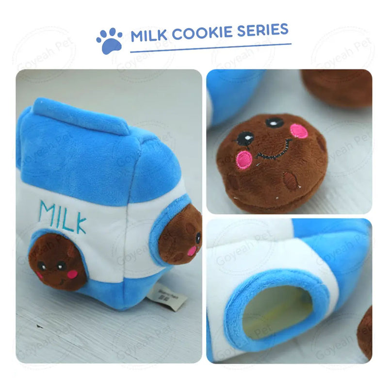 Milk and Cookies Hide and Seek Dog Plush Toy