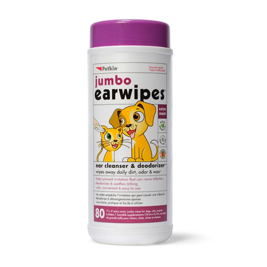 Jumbo Ear Wipes 80 pack | Petkin