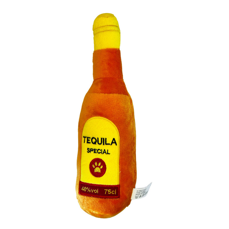 Tequila bottle themed plush dog toy