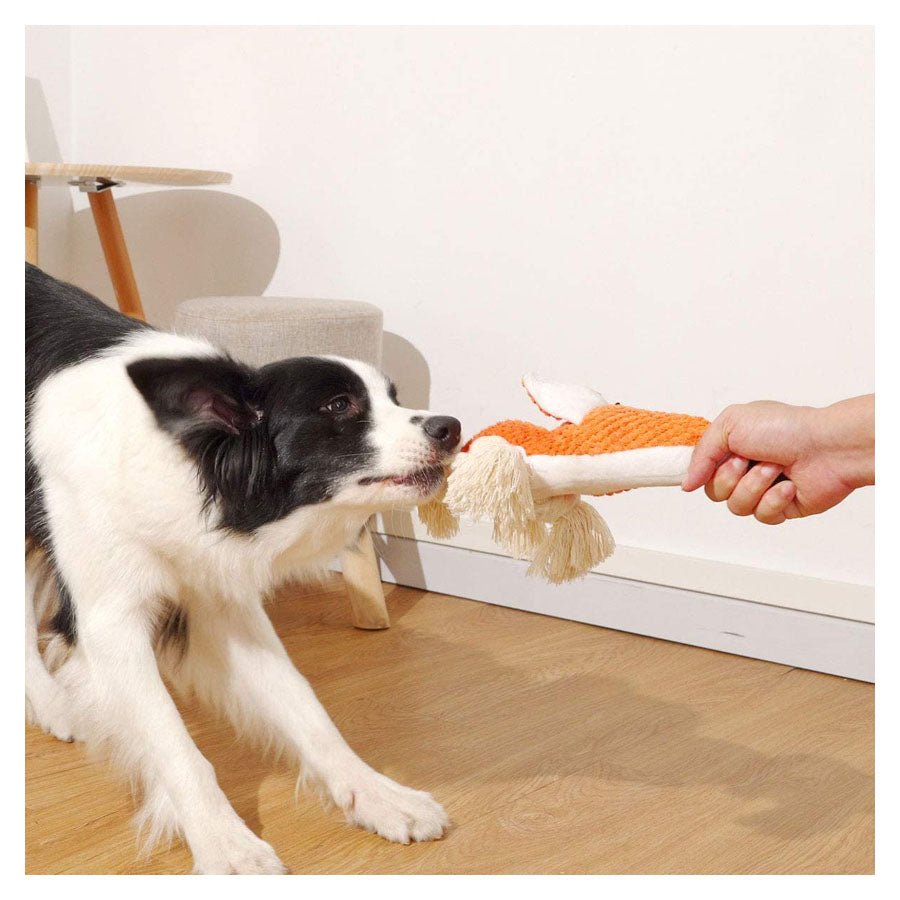 Fox Themed Plush Rope Dog Toy