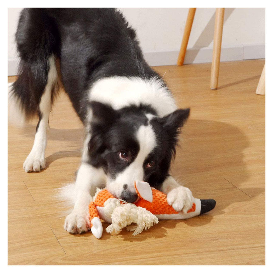 Fox Themed Plush Rope Dog Toy